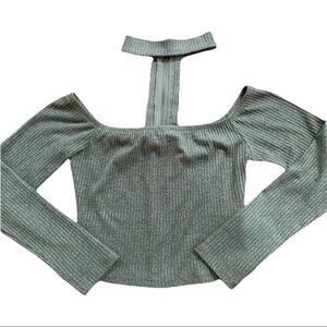 Army green long sleeve crop top